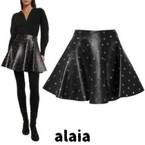 【ALAIA】アイレット装飾レザーミニスカート