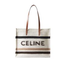 ★CELINE★Cabas レザー トリミング ロゴプリント トートバッグ