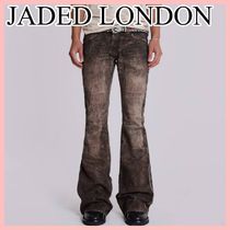 JADED LONDON Drift フレア ジーンズ デニム Brown Creased 送込