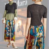 DT MaxMara ★ ウール混 フリンジ 半袖 セーター LAMBRO グレー