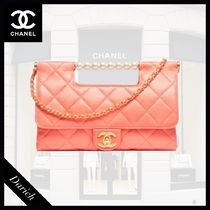 【持ち手パール♡オレンジカラー】CHANEL ショルダーバッグ