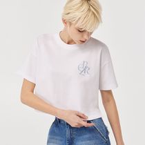 citybreeze Logo modified embroidery crop t-shirt_WHITE