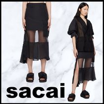 【送料関税込】sacai サカイ★シフォン コンボ スカート 異素材