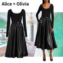 【Alice+Olivia】Chara ニット＆フェイクレザー ミディドレス