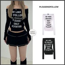 韓国人気[PLEASENOFOLLOW]KACY LETTERING LONG OFF SHOULDER TOP