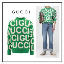 GUCCI ロゴ インターシャ ニット セーター 旬 グリーン