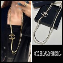 ◆レザー×パールで華やかに♪◆CHANEL ネックレス CCマーク