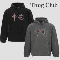 Thug Club正規品★レザーロゴダメージパーカー