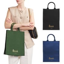 ハロッズ限定＊ Harrods ミディアム コットン ロゴ トートバッグ