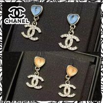 【透明感のあるハートが可愛い♪】CHANEL ピアス CCロゴ