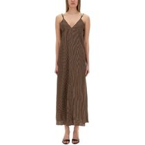 ALYSI SS25 "MICRO STRIPES" DRESS (105366 P5235CHOCO)