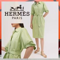 【美麗デザインで一つ上のお洒落を♪】HERMES  シャツドレス