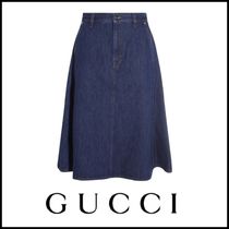 【関税・送料込】GUCCI グッチ ミドルレングス デニム スカート