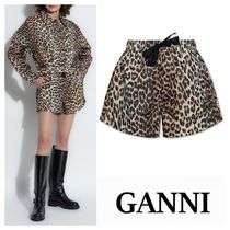 GANNI  Duchesse Nylon レオパード ショートパンツ