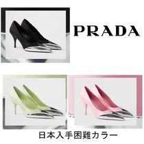 注目の新作♪【PRADA】サテンxメタリックレザー パンプス