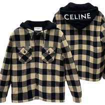 CELINE☆チェック ウール フード オーバーシャツジャケット