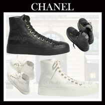 人気☆厚底スニーカー【CHANEL】ロゴ ハイカットスニーカー