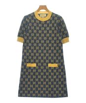 GUCCI グッチ ワンピース 紺x黄(総柄) XS 4103625F0127