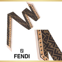 【FENDI】フェンディ ラッピーブラウンシルク バンドゥ スカーフ