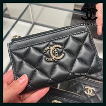 【限定CC ストーン×パール】CHANEL ミニ財布 フラグメント ラム