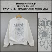 ●Mardi Mercredi●UNISEX SWEATSHIRT FLOWERMARDI_WHITE GREY