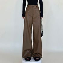 【韓国ファッション】パンツ ボトムス レザー PU ワイド フレア