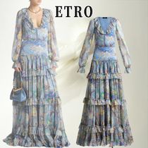 【女性らしさを引き立てる】ETRO プリント ロングシルクドレス