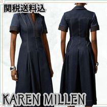 関送込【KAREN MILLEN】デニムフルスカートミディシャツドレス