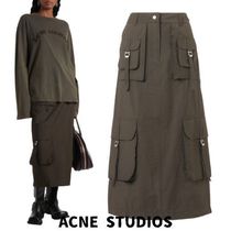 【Acne Studios】ロゴ入りコットンブレンドミディスカート