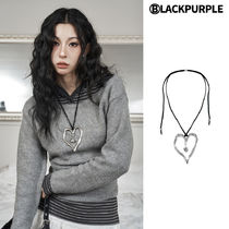 【BLACKPURPLE】25SS★ Big Rough Heart Leather Necklace