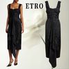 ETRO ワンピース 【豪華な雰囲気】ETRO ドレープ付きジャカードワンピース 花柄