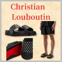 Christian Louboutin サンダル Pool Fun Slides レザー ブラック