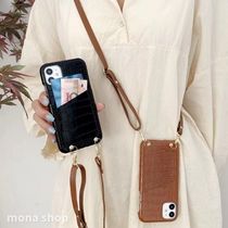 iPhoneケース アイフォンケース カード入 ショルダーストラップ