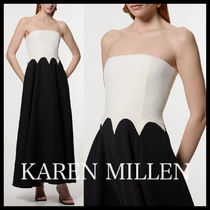 KAREN MILLEN*テーラードカラーブロックバンドゥミディドレス