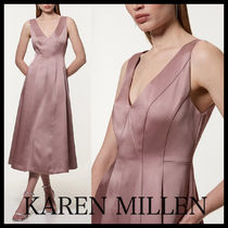 KAREN MILLEN*サテン テーラード シームディテール ミディドレス