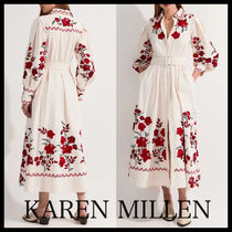 KAREN MILLEN*ローズ刺繍 コットン ツイル織 シャツドレス