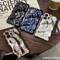 iPhoneケース アイフォンケース 立体 凹凸 韓国 無地 メタリック