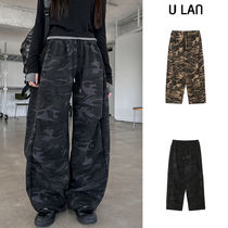 【U LAN】Mellow camouflage curved sweatpants