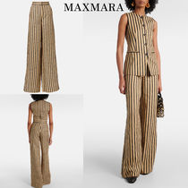 新作*MAXMARA*リネンミックスワイドパンツ ボーダー ストライプ