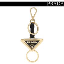 関税込★VIP価格【PRADA】レザー メタル キーリング