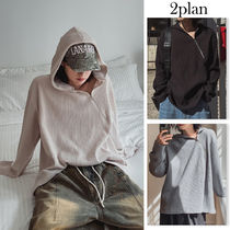 【2plan】Resin diagonal zipper hoodie