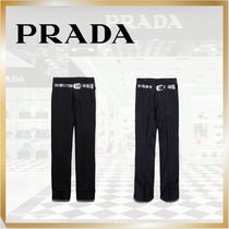 【PRADA 直営店】プラダプリントベルト付きモヘアシルクパンツ