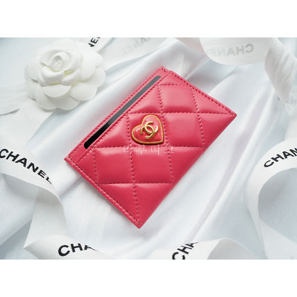 CHANEL カードケース・名刺入れ シャネル ハート ラム スキン カード ウォレット ピンク(7)