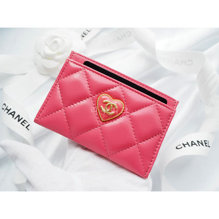 CHANEL カードケース・名刺入れ シャネル ハート ラム スキン カード ウォレット ピンク(8)