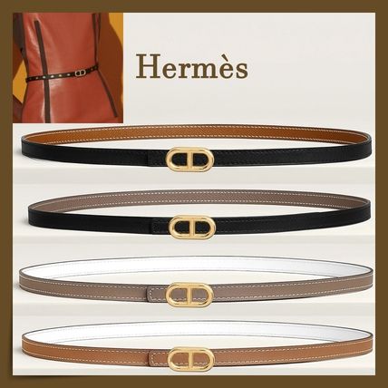 HERMES ベルト 【HERMES】上品 バックル マイヨンH☆ リバーシブルベルト 13mm