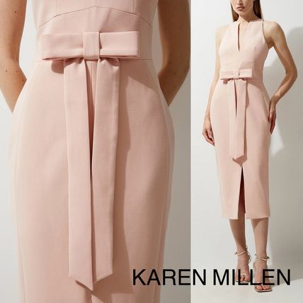 Karen Millen ワンピース 【Karen Millen】ウエストリボン Vネック ワンピース《国内発》