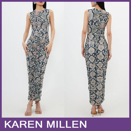 Karen Millen ワンピース KAREN MILLEN☆Snake Mesh Jersey Maxi ワンピース【UK発】