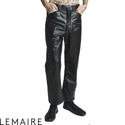 LEMAIRE パンツ・ボトムスその他 LEMAIRE ルメール ストレートカウレザーパンツ ブラック