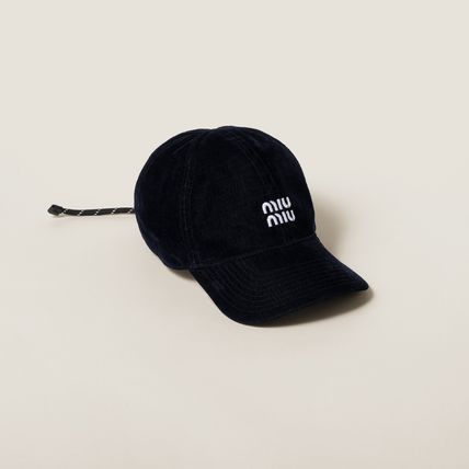 MiuMiu キャップ 【日本入手困難】ミュウミュウ Velvet baseball cap キャップ