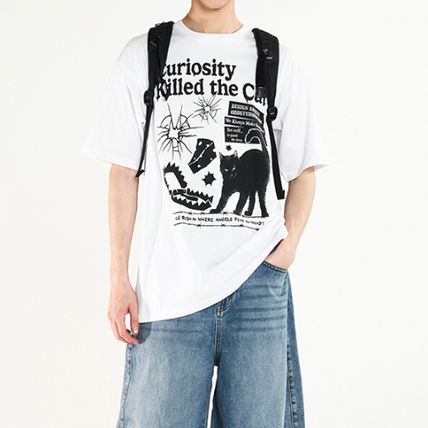 Odd Studio Tシャツ・カットソー 24SS★ODD STUDIO★Kitchee Cat Graphic Oversized Fit T-Shirt(5)